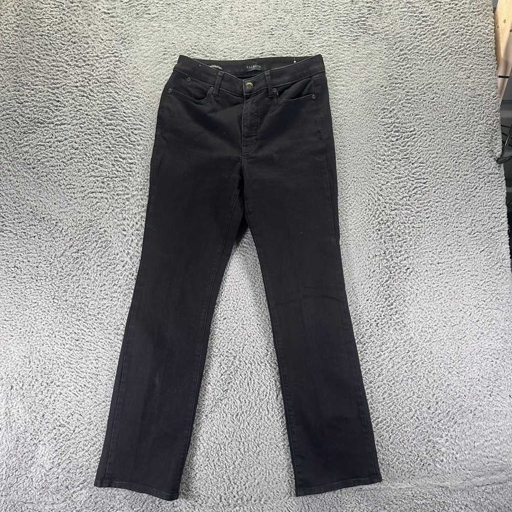 Talbots Barely Jeans Women 6P Black Cotton Denim Bootcut Workwear Travel Stretch